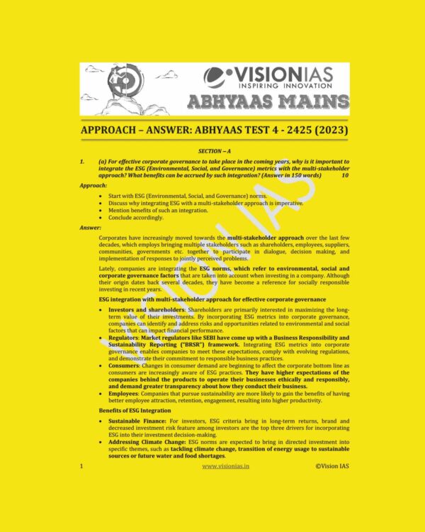 VISION IAS 2023 ABHYAAS MODEL ANSWER TEST 01 TO 04 2425 TO 2429 (2023) ENGLISH MEDIUM (BLACK & WHITE) GROUPED