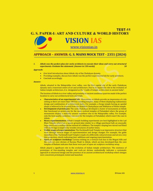 VISION IAS 2024 MODEL ANSWERS TEST-11 (2351) 2024 MODEL ANSWERS ENGLISH MEDIUM (BLACK & WHITE)
