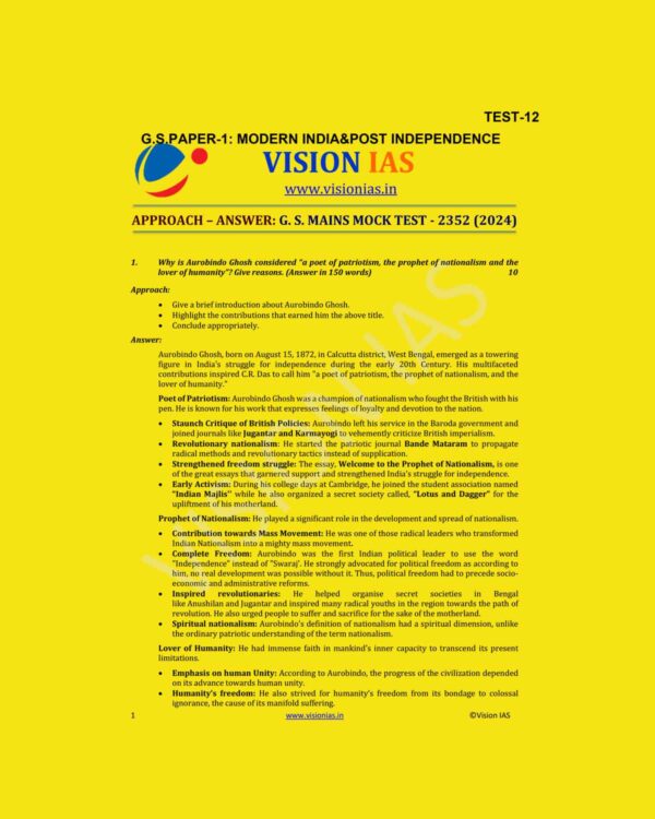 VISION IAS 2024 TEST-12 (2352) 2024 {MODEL ANSWER} FINAL {ENGLISH} {BLACK AND WHITE}