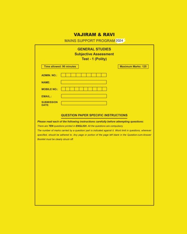VAJIRAM AND RAVI 2024-MSP QUESTION CUM ANSWER BOOKLETS MSP TEST-1 TO 17 2024 FINAL {POLITY} {ENGLISH} {BLACK AND WHITE} GROUPED