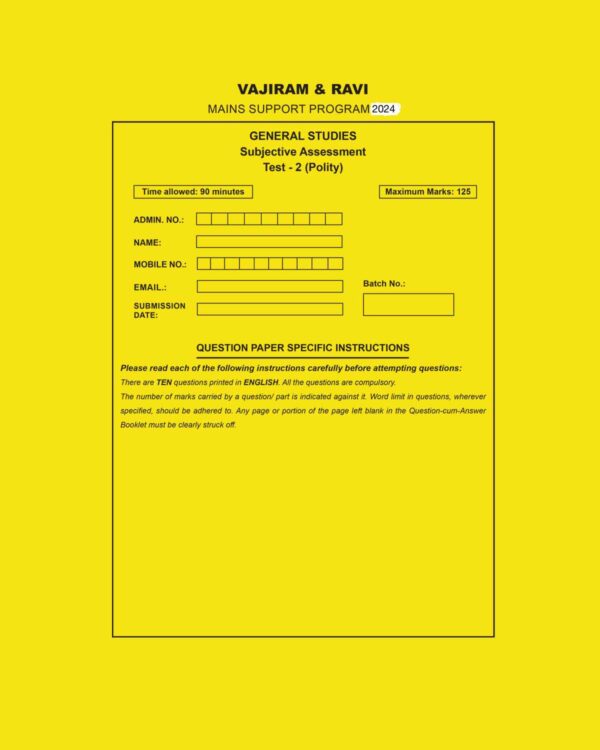 VAJIRAM AND RAVI 2024-MSP QUESTION CUM ANSWER BOOKLETS MSP TEST-2 2024 FINAL{POLITY} {ENGLISH} {BLACK AND WHITE}