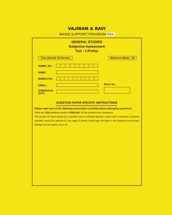 VAJIRAM AND RAVI 2024-MSP QUESTION CUM ANSWER BOOKLETS MSP TEST-3 2024 FINAL{POLITY} {ENGLISH} {BLACK AND WHITE}