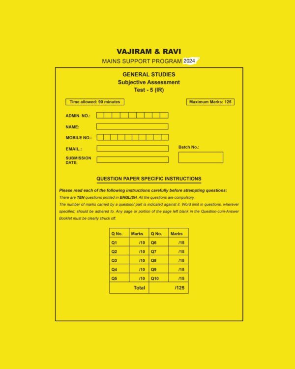 VAJIRAM AND RAVI 2024-MSP QUESTION CUM ANSWER BOOKLETS MSP TEST-5 2024 FINAL{I.R.} {ENGLISH} {BLACK AND WHITE}