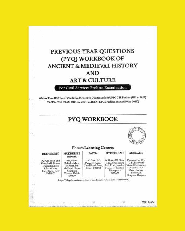 FORUM IAS TOOLKIT ANCIENT, MEDIEVAL, ART AND CULTURE PYQ TOOLKIT 2024 FINAL ENGLISH {BLACK AND WHITE}