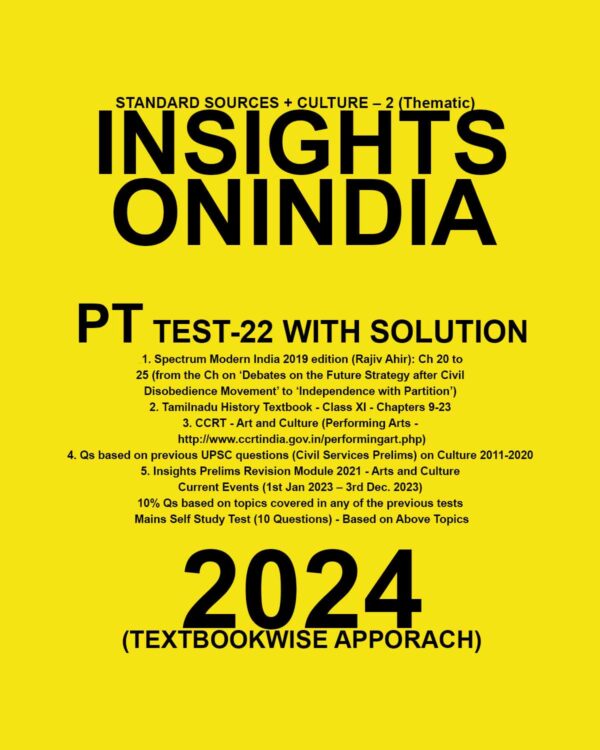 INSIGHTS ONINDIA 2024 TEXTBOOKWISE PT TEST 22 FINAL ENGLISH {BLACK AND WHITE}