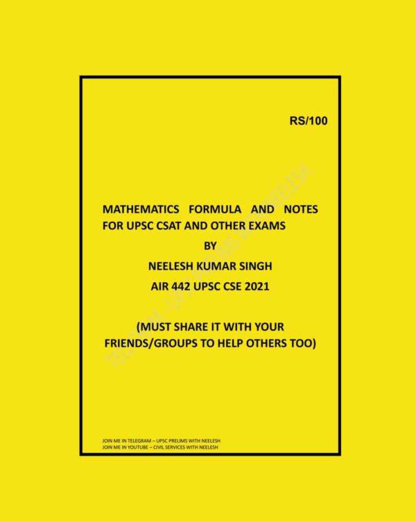 NEELESH KUMAR MATHEMATICS FORMULA AND TOPPERS NOTES CSAT 2021 FINAL ENGLISH {BLACK AND WHITE}