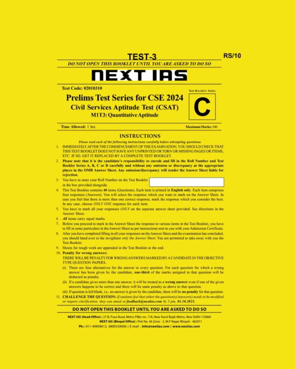 NEXT IAS 2024 CSAT TEST-3 2024 FINAL ENGLISH {BLACK AND WHITE}
