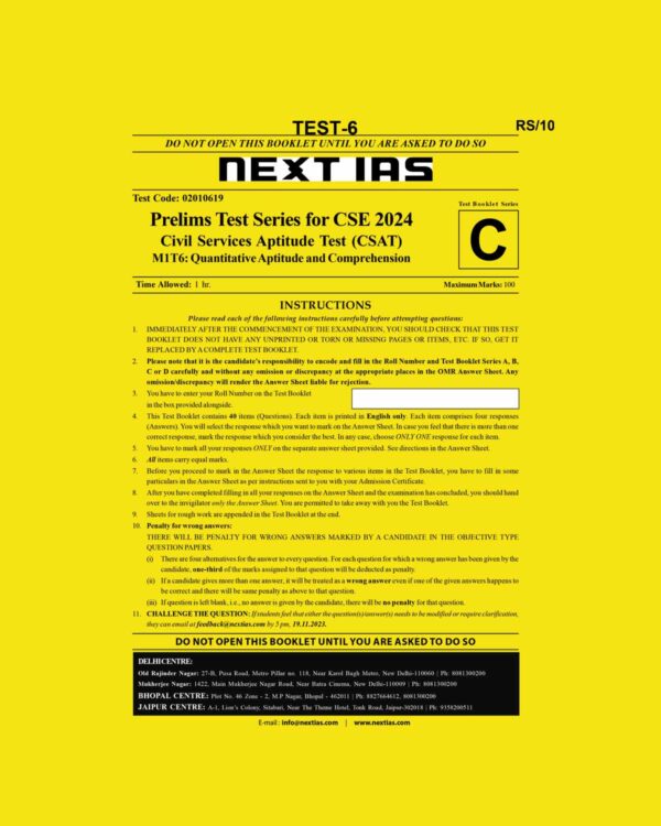 NEXT IAS 2024 CSAT TEST-6 2024 FINAL ENGLISH {BLACK AND WHITE}