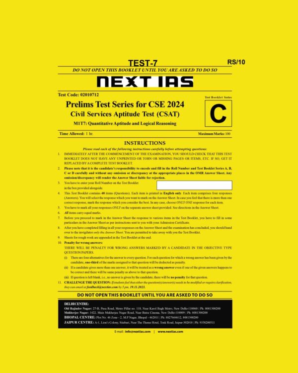 NEXT IAS 2024 CSAT TEST-7 2024 FINAL ENGLISH {BLACK AND WHITE}