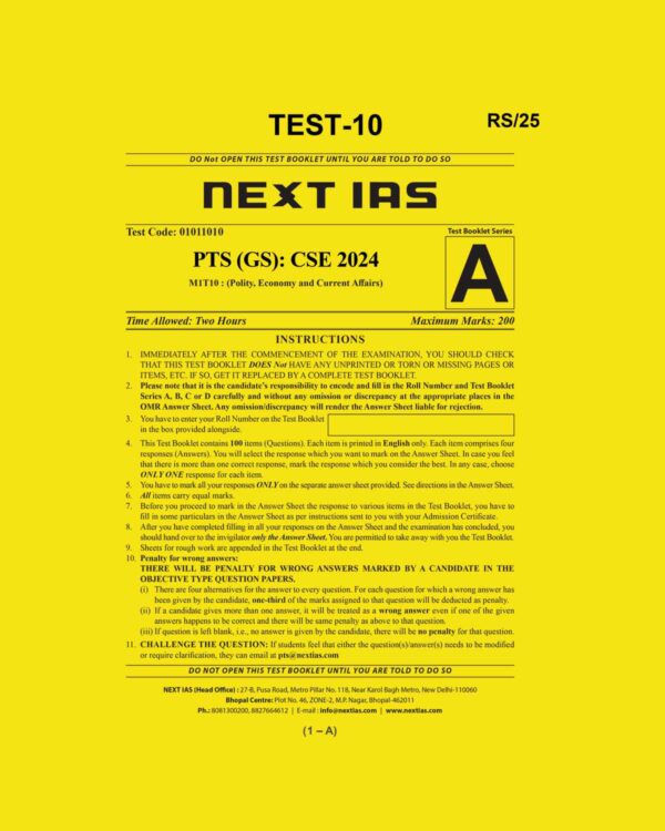 NEXT IAS 2024 PT TEST-10 2024 FINAL ENGLISH {BLACK AND WHITE}