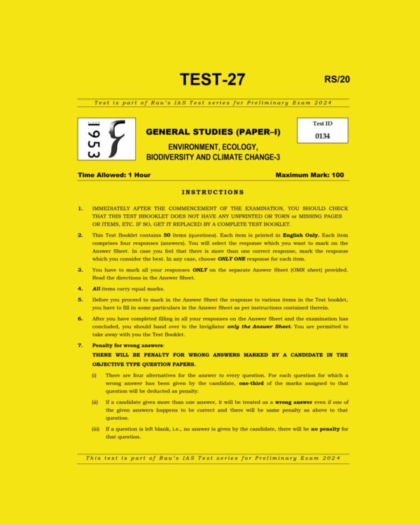 RAUS IAS 2024 TEST-27 2024 ENVIRONMENT -2 FINAL ENGLISH {BLACK AND WHITE}