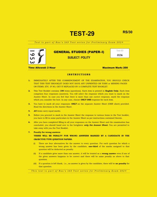 RAUS IAS 2024 TEST-29 2024-POLITY FINAL ENGLISH {BLACK AND WHITE}