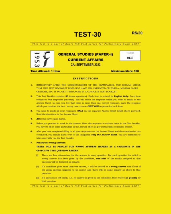 RAUS IAS 2024 TEST-30 2024-SEPTEMBER 2023 FINAL ENGLISH {BLACK AND WHITE}