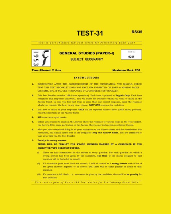 RAUS IAS 2024 TEST-31 2024-GEOGRAPHY 2023 FINAL ENGLISH {BLACK AND WHITE}