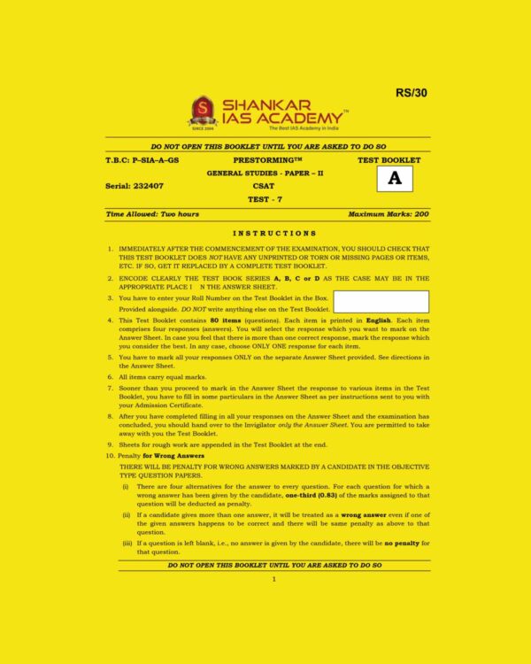 SHANKAR IAS 2024 TEST-7 2024 FINAL ENGLISH {BLACK AND WHITE}
