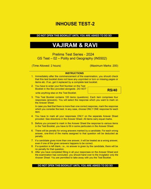 VAJIRAM AND RAVI 2024 INHOUSE PRELIMS TEST-2 {POLITY&GEOGRAPHY} 2024 FINAL {5502} ENGLISH {BLACK AND WHITE}