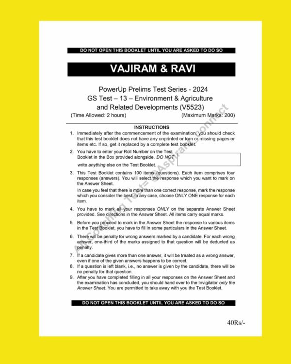 VAJIRAM & RAVI 2024 TEST-13 ENVIRONMENT & AGRICULTURE 2024 FINAL {ENGLISH} {BLACK AND WHITE}