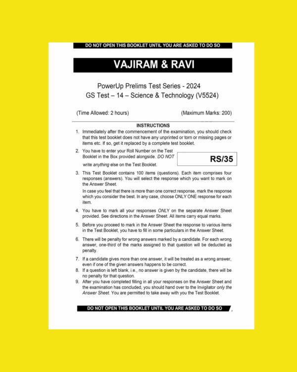 VAJIRAM & RAVI 2024 TEST-14 SCIENCE & TECHNOLOGY 2024 FINAL ENGLISH {BLACK AND WHITE}