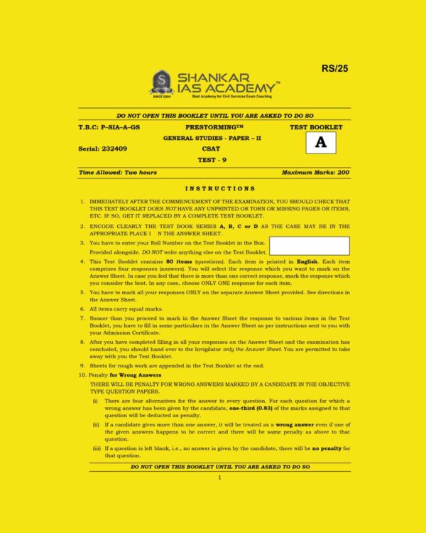 SHANKAR IAS 2024 PT TEST-9 {INDIAN GEOGRAPHY} 2024 FINAL ENGLISH {BLACK AND WHITE}