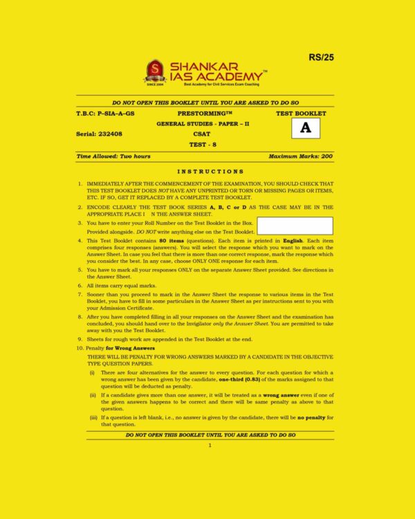 SHANKAR IAS CSAT 2024 TEST-8 2024 FINAL ENGLISH {BLACK AND WHITE}