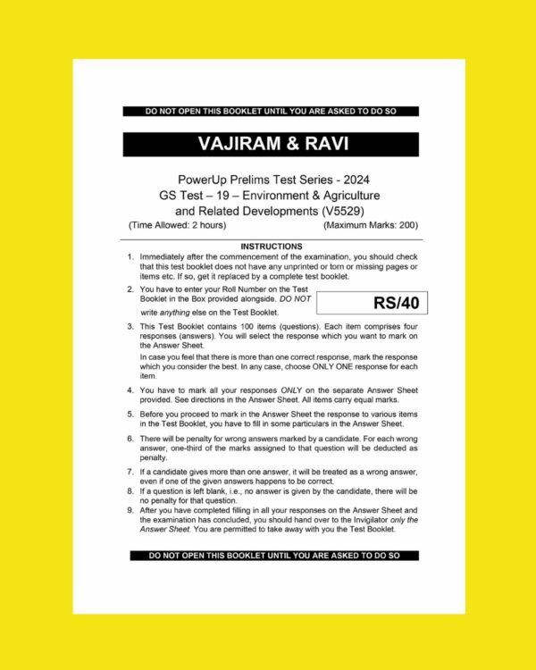 VAJIRAM & RAVI 2024 TEST -19 ENVIRONMENT & AGRICULTURE {V5529} 2024 FINAL ENGLISH {BLACK AND WHITE}
