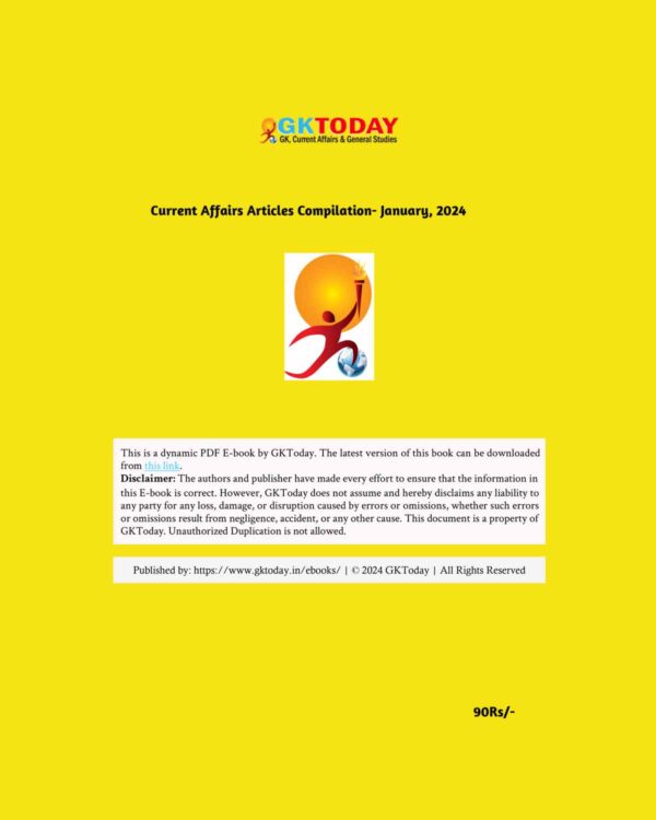 GKTODAY CURRENT AFFAIRS JANUARY-2024 {ENGLISH} {BLACK AND WHITE}
