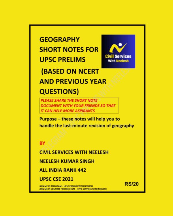 NEELESH KUMAR SINGH RANK-442 GEOGRAPHY SHORT TOPPERS NOTES ENGLISH {BLACK AND WHITE}