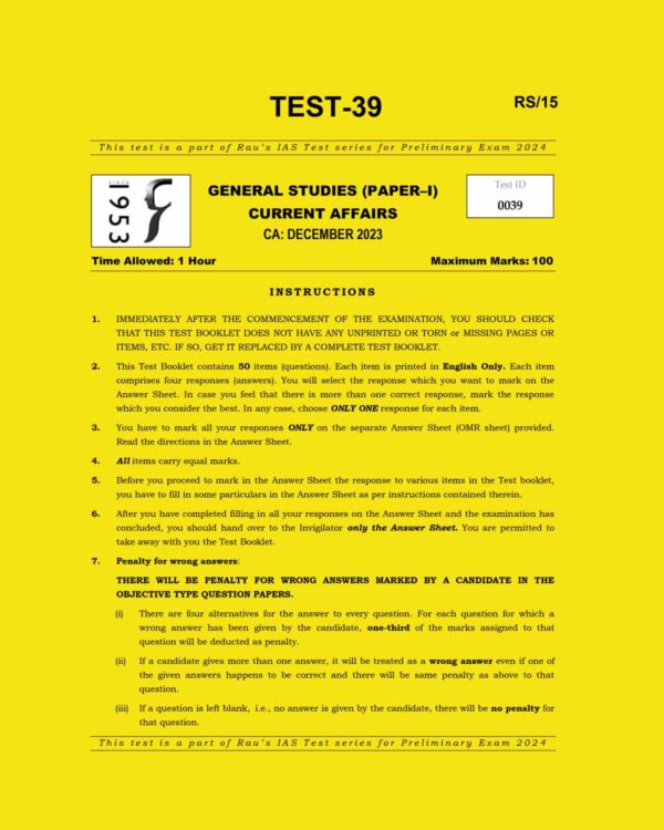 RAUS IAS 2024 TEST-39 2024-DECEMBER 2023 FINAL {ENGLISH} {BLACK AND WHITE}