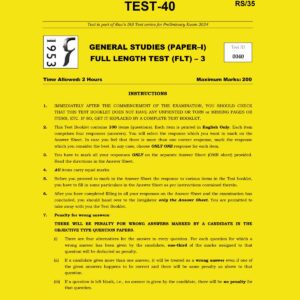 RAUS IAS 2024 TEST-40 2024-FULL LENGTH TEST-3 FINAL {ENGLISH} {BLACK AND WHITE}