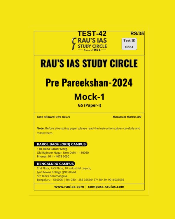 RAUS IAS 2024 TEST-42 2024-PRE-PAREEKSHAN-1 FINAL {ENGLISH} {BLACK AND WHITE}