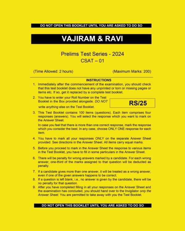 VAJIRAM & RAVI 2024 CSAT TEST-1 2024 FINAL {ENGLISH} {BLACK AND WHITE}