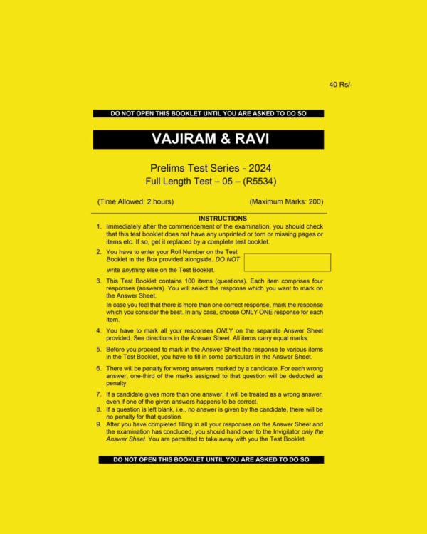 VAJIRAM & RAVI 2024 GS FULL TEST-5 2024 FINAL {ENGLISH} {BLACK AND WHITE}