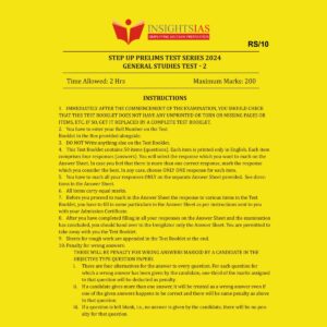 INSIGHTS IAS INSIGHTSONINDIA 2024 STEP UP MOCK TEST 2 SERIES 2024 FINAL {ONLY QUESTION} {ENGLISH} {BLACK AND WHITE}