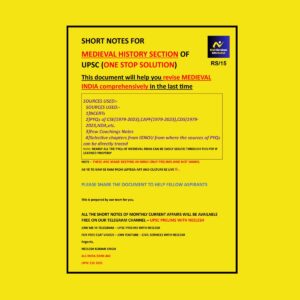 NEELESH KUMAR SINGH RANK 442 CSE 2024 MEDIEVAL HISTORY SHORT NOTES 2024 FINAL TOPPERS NOTES {ENGLISH} {BLACK AND WHITE}