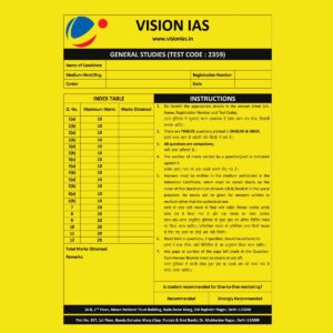 VISIONIAS 2024 QUESTIONS CUM ANSWER BOOKLETS TEST-19 ANSWER BOOKLET TEST CODE 2359 FINAL 2024 {ENGLISH & HINDI} {BLACK AND WHITE}