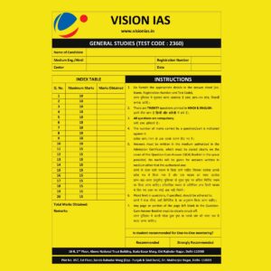 VISIONIAS 2024 QUESTIONS CUM ANSWER BOOKLETS TEST-20 ANSWER BOOKLET TEST CODE 2360 FINAL 2024 {ENGLISH & HINDI} {BLACK AND WHITE}