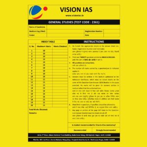 VISIONIAS 2024 QUESTIONS CUM ANSWER BOOKLETS TEST-21 ANSWER BOOKLET TEST CODE 2361 FINAL 2024 {ENGLISH & HINDI} {BLACK AND WHITE}