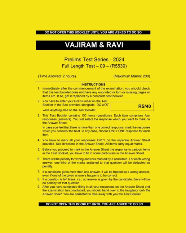 VAJIRAM& RAVI 2024 FULL TEST-9 2024 FINAL {ENGLISH} {BLACK AND WHITE}