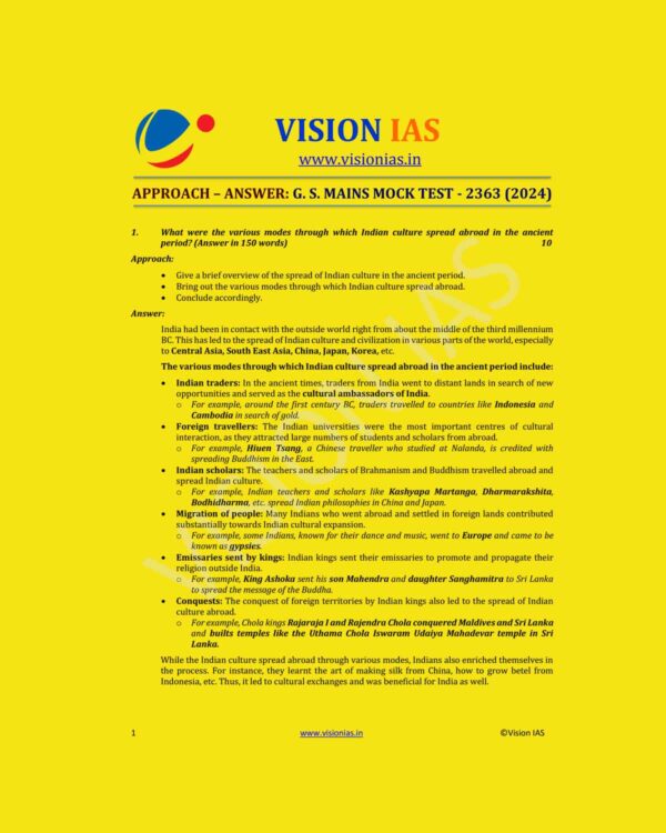 VISIONIAS 2024 TEST-23 (2363) MODEL ANSWER 2024 FINAL {ENGLISH} {BLACK AND WHITE}