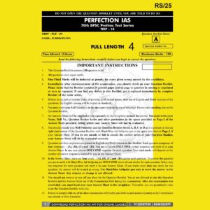 PERFECTION IAS 70TH BPSC TEST-18 2024 FINAL (FULL LENGTH TEST-4) (ENGLISH & HINDI) {BLACK AND WHITE}