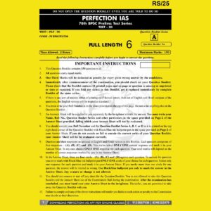 PERFECTION IAS 70TH BPSC TEST-20 2024 FINAL (FULL LENGTH TEST-6) (ENGLISH & HINDI) {BLACK AND WHITE}
