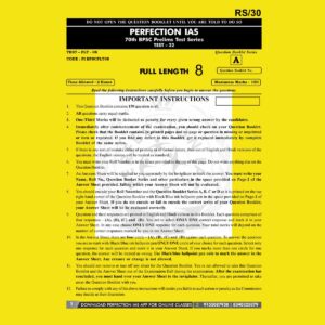 PERFECTION IAS 70TH BPSC TEST-22 2024 FINAL (FULL LENGTH TEST-8) (ENGLISH & HINDI) {BLACK AND WHITE}