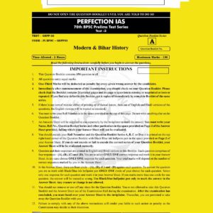 PERFECTION IAS 70TH BPSC TEST-3 2024 FINAL (MODERN & BIHAR HISTORY) (ENGLISH & HINDI) {BLACK AND WHITE}