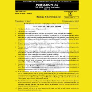 PERFECTION IAS 70TH BPSC TEST-5 2024 FINAL (BIOLOGY & ENVIRONMENT) (ENGLISH & HINDI) {BLACK AND WHITE}