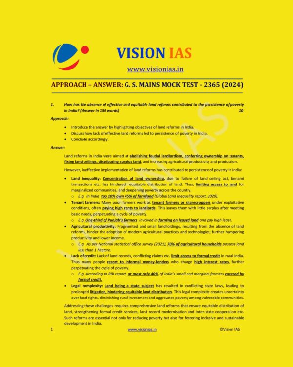 VISION MAINS 2365 TEST-25 MODEL ANSWERS 2024 FINAL (ENGLISH) {BLACK AND WHITE}