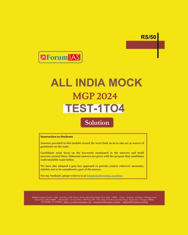 FORUM IAS 2024 MODEL ANSWERS ALL INDIA MOCK TEST-1 TO 4 MODEL ANSWER 2024 FINAL (ENGLISH) {BLACK AND WHITE}