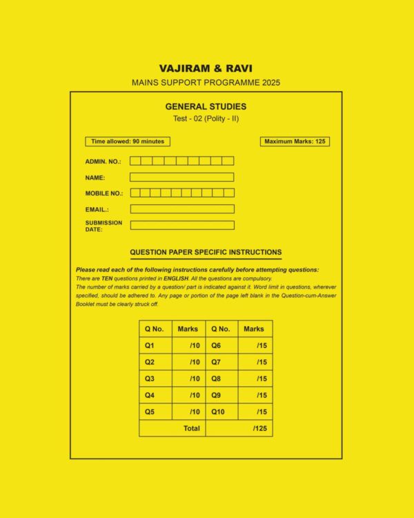 VAJIRAM& RAVI 2025 QUESTION CUM ANSWER BOOKLETS TEST-2 (POLITY-2) QCA 2025 FINAL (ENGLISH)