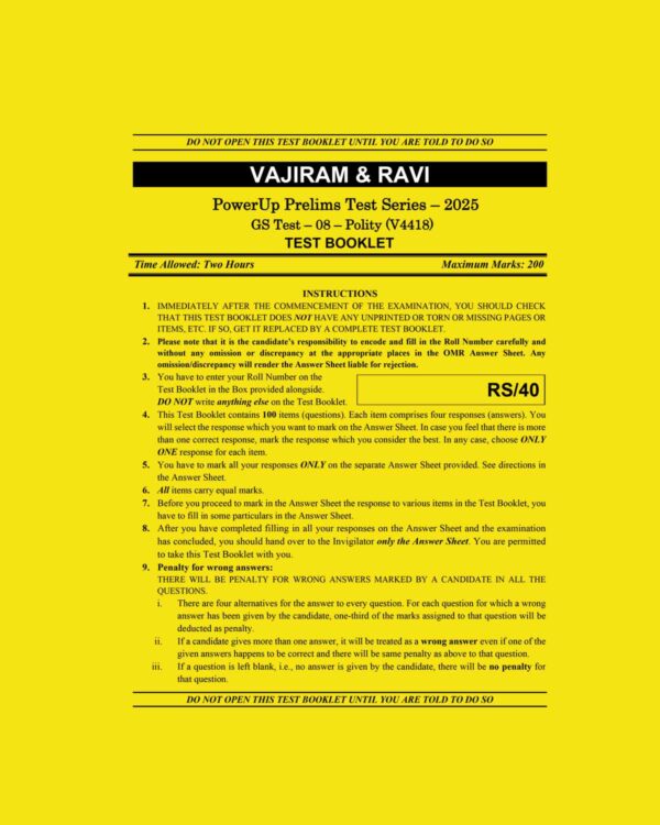 VAJIRAM& RAVI 2025 TEST-8 POLITY (V4418)2025 FINAL (ENGLISH) {BLACK AND WHITE}