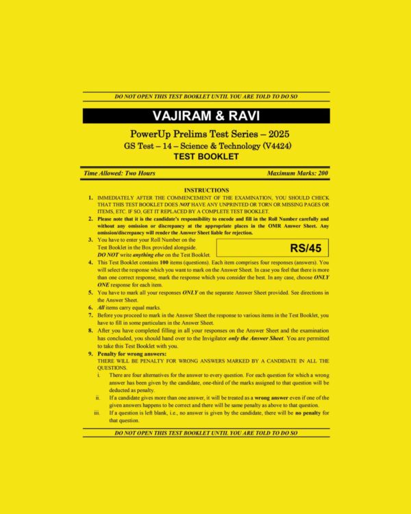 VAJIRAM AND RAVI 2025 TEST-14 (SCIENCE & TECHNOLOGY) (V4424) 2025 FINAL (ENGLISH) {BLACK AND WHITE}