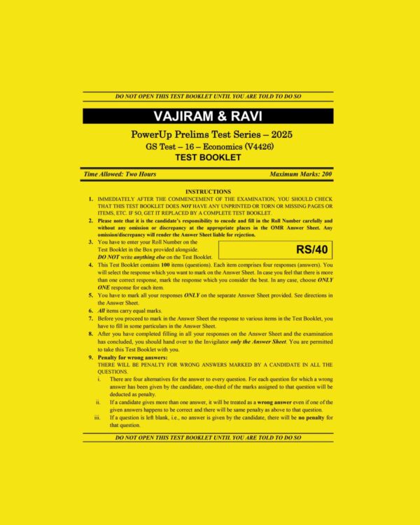 VAJIRAM & RAVI 2025 TEST 16 (ECONOMICS) (V4426) 2025 FINAL (ENGLISH) {BLACK AND WHITE}
